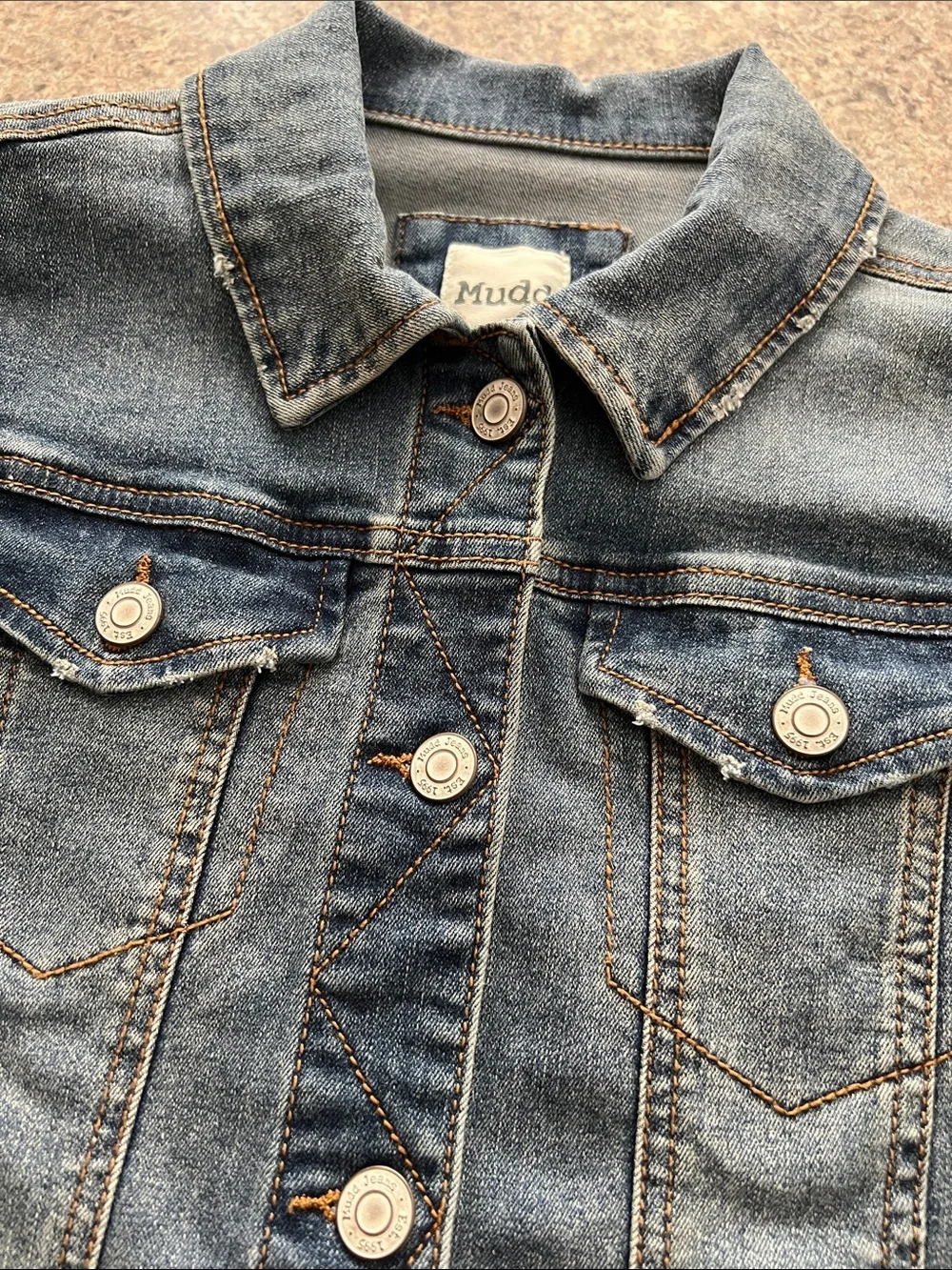 NWT Mudd Girls' Denim Jacket in Faded Blue Wash Size 14